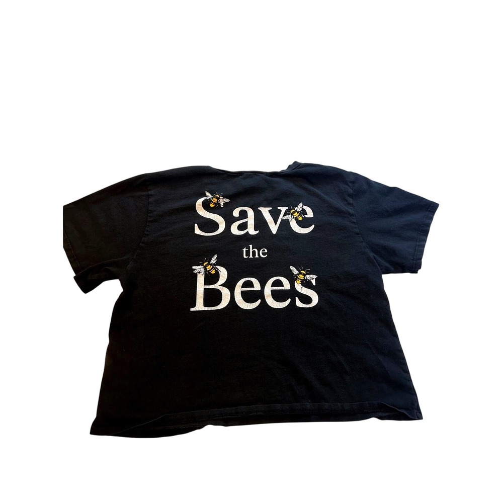 Vintage 90's Y2K French Pastry Save the Bees Cropped Graphic T-Shirt Black M